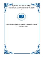 Tính toán 5 nhóm tỷ số tài chính của công ty vinamilk 2020 