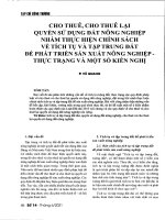 Cho thuê, cho thuê lại quyền sử dụng đất nông nghiệp nhằm thực hiện chính sách về tích tụ và tập trung đất để phát triển sản xuất nông nghiệp   thực trạng và một số kiến nghị 