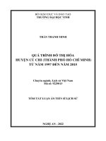 Quá Trình Đô Thị Hóa Huyện Củ Chi (Thành Phố Hồ Chí Minh) Từ Năm 1997 Đến Năm 2015