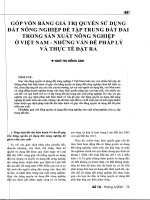 Góp vốn bằng giá trị quyền sử dụng đất nông nghiệp để tập trung đất đai trong sản xuất nông nghiệp ở Việt Nam  Những vấn đề pháp lý và thực tế đặt ra