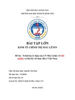 BÀI tập lớn KINH tế CHÍNH TRỊ mác LÊNIN đề tài  trình bày lý luận của CN mác lênin về thất nghiệp và liên hệ với thực tiễn ở việt nam  