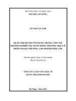 Quản trị rủi ro tín dụng trong cho vay Doanh nghiệp tại Chi nhánh Ngân hàng Thương mại Cổ phần Ngoại thương Đắk Lắk