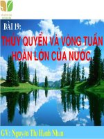 Bài giảng Địa lí lớp 6 bài 19: Thủy quyển và vòng tuần hoàn lớn của nước