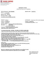 Mẫu Booking note hãng tàu Yangming