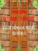 Bài giảng Địa lí lớp 6 bài 1: Hệ thống kinh, vĩ tuyến. Tọa độ địa lí