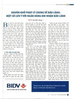 Khuôn khổ pháp lý chung về bảo lãnh  một số lưu ý với ngân hàng khi nhận bảo lãnh 