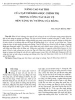 Nâng cao vai trò của tạp chí khoa học chính trị trong công tác bảo vệ nền tư tưởng của đảng 