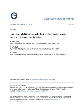 Habitat suitability index model for the black-footed ferret- a me
