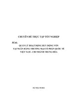 CHUYÊN ĐỀ THỰC TẬP TỐT NGHIỆP- QUẢN LÝ HOẠT ĐỘNG HUY ĐỘNG VỐN  TẠI NGÂN HÀNG THƯƠNG MẠI CỔ PHẨN QUỐC TẾ VIỆT NAM  CHI NHÁNH TRUNG HÒA