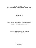 Quản lý nhà nước về văn hóa huyện Tam Nông, tỉnh Phú Thọ.