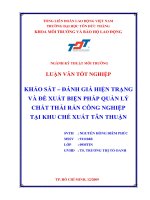 KHẢO SÁT - ĐÁNH GIÁ HIỆN TRẠNG VÀ ĐỀ XUẤT BIỆN PHÁP QUẢN LÝ CHẤT THÁI RẮN CÔNG NGHIỆP TẠI KHU CHẾ XUẤT TÂN THUẬN