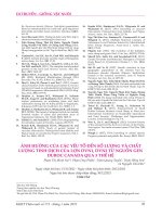 Ảnh hưởng của các yếu tố đến số lượng và chất lượng tinh dịch của lợn DVN1, DVN2 từ nguồn gen Duroc Canada qua 3 thế hệ