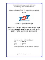 KHẢO SÁT HIỆN TRẠNG THU GOM PHÉ LIỆU KIM LOẠI TẠI TP. HCM - ĐÈ XUẤT BIỆN PHÁP QUẢN LÝ HIỆU QUÁ