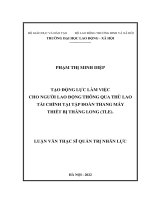Luận văn Thạc sĩ Quản trị nhân lực: Tạo động lực làm việc cho người lao động thông qua thù lao tài chính tại Tập đoàn Thang máy Thiết bị Thăng Long (TLE)