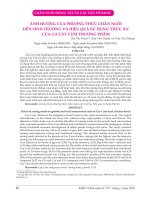Ảnh hưởng của phương thức chăn nuôi đến sinh trưởng và hiệu quả sử dụng thức ăn của gà Cáy Củm thương phẩm