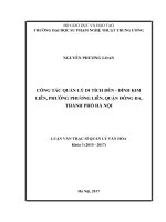 Công tác quản lý di tích đền đình Kim Liên, phường Phương Liên, quận Đống Đa, thành phố Hà Nội.