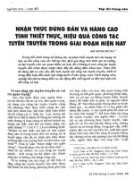 Nhận thức đúng đắn và nâng cao tính thiết thực, hiệu quả của công tác tuyên truyền trong giai đoạn hiện nay 