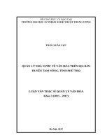 Quản lý nhà nước về văn hóa huyện Tam Nông, tỉnh Phú Thọ.