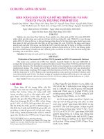 Khả năng sản xuất gà bố mẹ (trống R1 và mái TN3LV2) và gà thương phẩm RTL132