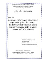 ĐÁNH GIÁ HIỆN TRẠNG VÀ ĐỀ XUẤT BIỆN PHÁP QUẢN LÝ KĨ THUẬT HỆ THỐNG CHÁT THẢI RẮN CÔNG NGHIỆP NGUY HẠI TRÊN ĐỊA BÀN TP HCM TRƯỜNG ĐẠI HỌC TÔN ĐỨC THẮNG