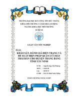 KHẢO SÁT ĐÁNH GIÁ HIỆN TRẠNG VÀ ĐỀ XUẤT BIỆN PHÁP QUẢN LÝ CHẤT THẢI RẮN CHO HUYỆN TRẢNG BÀNG  TỈNH TÂY NINH