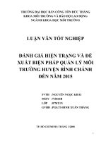 ĐÁNH GIÁ HIỆN TRẠNG VÀ ĐÈ XUẤT BIỆN PHÁP QUẢN LÝ MÔI TRƯỜNG HUYỆN BÌNH CHÁNH  ĐỀN NĂM 2015