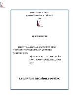 Thực trạng chăm sóc người bệnh thở máy và các yếu tố liên quan đến nhiễm khuẩn bệnh viện tại các khoa lâm sàng bệnh viện bạch mai năm 2019 