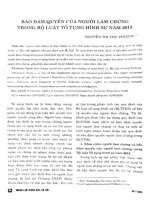 Đảm bảo quyền của người làm chứng trong bộ luật tố tụng hình sự năm 2015 