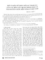 Mấy ý kiến về thúc đẩy sự tham gia của các bên liên quan trong bảo vệ tài nguyên nước bền vững ở việt nam 