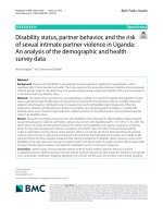 Disability status, partner behavior, and the risk of sexual intimate partner violence in Uganda: An analysis of the demographic and health survey data