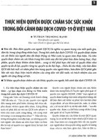 Thực hiện quyền được chăm sóc sức khỏe trong bối cảnh đại dịch COVID 19 ở việt nam 