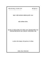 Quản lý nhà nước về công tác thanh niên tại thành phố buôn ma thuột, tỉnh đắk lắk 