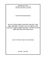 Quản lý hoạt động giáo dục đạo đức cho học viên học văn hóa tại các trung tâm giáo dục nghề nghiệp giáo dục thường xuyên trên địa bàn tỉnh vĩnh long 