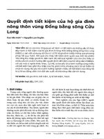 Quyết định tiết kiệm của hộ gia đình nông thôn vùng đồng bằng sông cửu long 