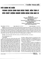 Mối quan hệ giữa phong cách lãnh đạo đích thực, vốn tâm lý đến chất lượng khám chữa bệnh của bác sĩ 