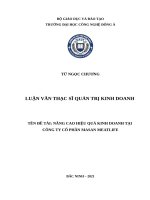 Luận văn thạc sỹ - Nâng cao hiệu quả kinh doanh tại Công ty cổ phần Masan Meatlife