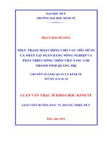 Thực trạng hoạt động cho vay tiêu dùng cá nhân tại ngân hàng nông nghiệp và phát triển nông thôn việt nam   chi nhánh tỉnh quảng trị  