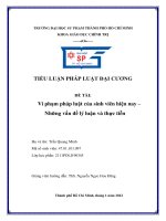 TIỂU LUẬN PHÁP LUẬT ĐẠI CƯƠNG ĐỀ TÀI Vi phạm pháp luật của sinh viên hiện nay – Những vấn đề lý luận và thực tiễn