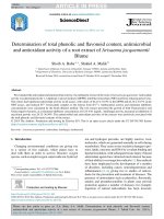 determination of total phenolic and flavonoid content antimicrobial and antioxidant activity of a root extract of arisaema jacquemontii blume 