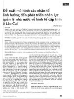 Đồ xuất mô hình các nhân tố ảnh hưởng đến phát triển nhân lực quản lý nhà nước về kinh tế cấp tỉnh ở lào cai 