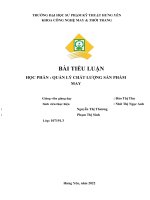 TIỂU LUẬN QUẢN lý CHẤT LƯỢNG sản PHẨM MAY tìm hiểu sự ảnh hưởng của yếu tố giá cả sản phẩm đến việc cải tiến chất lượng sản phẩm 