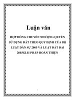 HỢP ĐỒNG CHUYỂN NHƯỢNG QUYỀN sử DỤNG đất THEO QUY ĐỊNH của bộ LUẬT dân sự 2005 và LUẬT đất ĐAI 2003 GIẢI PHÁP HOÀN THIỆN 