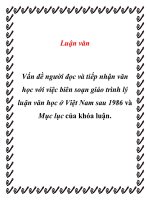 Luận văn vấn đề người đọc và tiếp nhận văn học với việc biên soạn giáo trình lý luận văn học ở việt nam sau 1986 và mục lục của khóa luận 