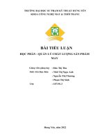 TIỂU LUẬN QUẢN lý CHẤT LƯỢNG sản PHẨM MAY tìm hiểu sự ảnh hưởng của yếu tố giá cả sản phẩm đến việc cải tiến chất lượng sản phẩm 