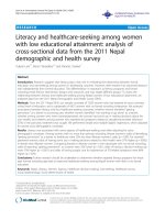 literacy and healthcare seeking among women with low educational attainment analysis of cross sectional data from the 2011 nepal demographic and health survey 