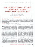 Giá trị và sức sống của chủ nghĩa mác   lênin trong thời đại ngày nay 
