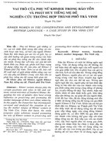 Vai trò của phụ nữ khmer trong bảo tồn và phát huy tiếng mẹ đẻ   nghiên cứu trường hợp thành phố trà vinh 