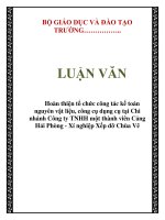 Hoàn thiện tổ chức công tác kế toán nguyên vật liệu, công cụ dụng cụ tại chi nhánh công ty TNHH một thành viên cảng hải phòng   xí nghiệp xếp dỡ chùa vẽ 