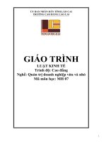 Giáo trình Luật kinh tế (Nghề: Quản trị doanh nghiệp vừa và nhỏ - Trình độ: Cao đẳng nghề) - Cao đẳng Cộng đồng Lào Cai