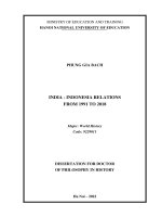 Tóm tắt tiếng anh: Quan hệ Ấn Độ  Indonesia giai đoạn từ năm 1991 đến năm 2018.